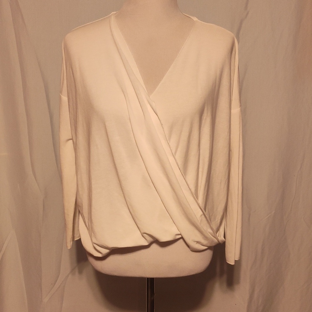 Altered State White Wrap  Front Long Sleeve High Low Back Elegant Size Small